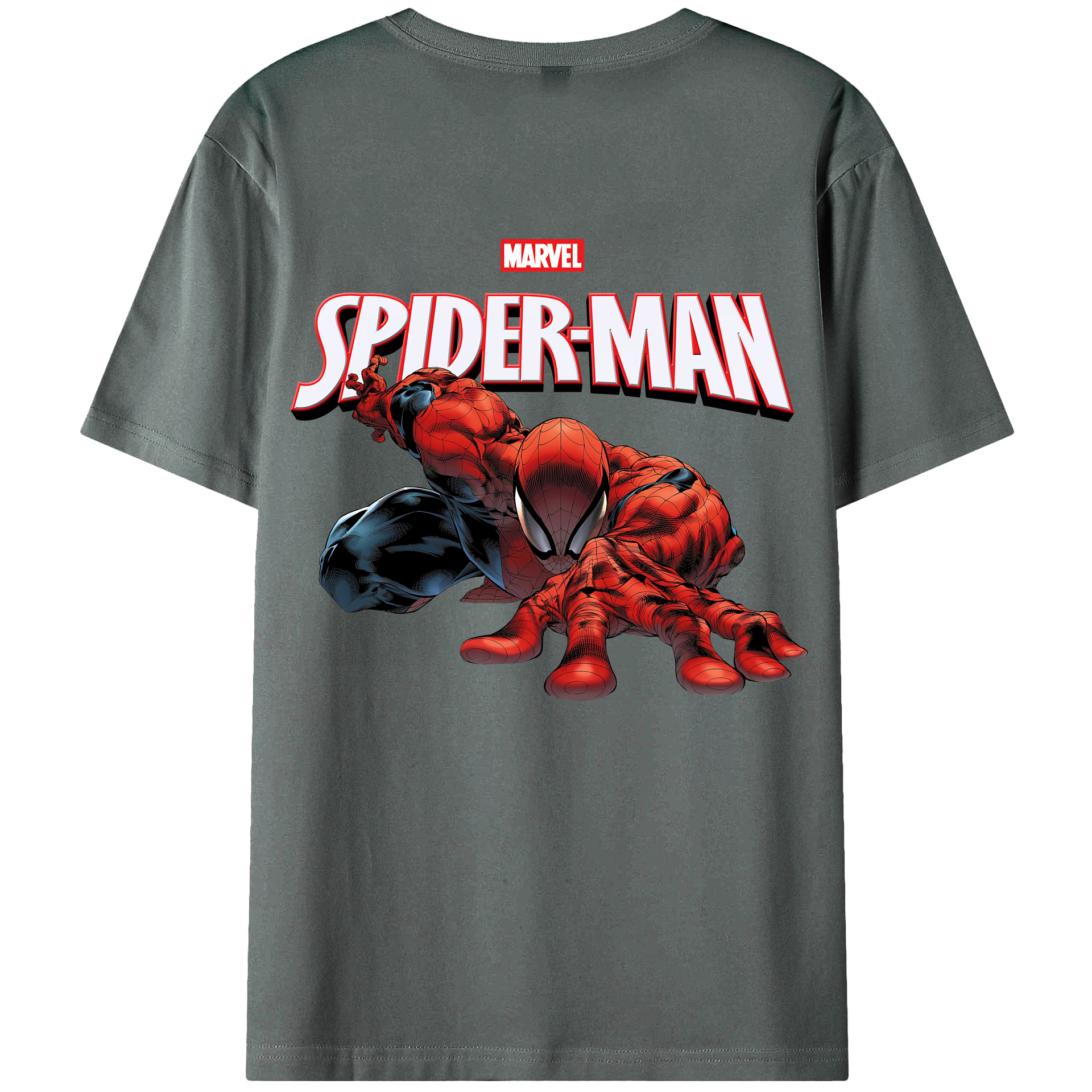 （画像用） Spider Man スパイダーマン 綿100％ メンズ半袖Tシャツ（バックプリント） 通気性